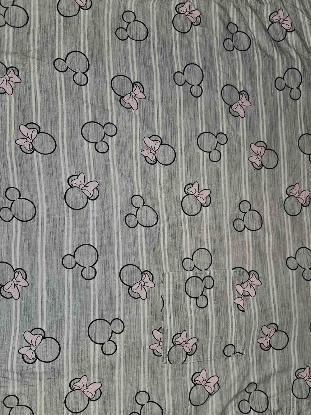 Disney Gray Striped Minnie Mouse Pajama Set with Pink Bows - Picture 2 of 4
